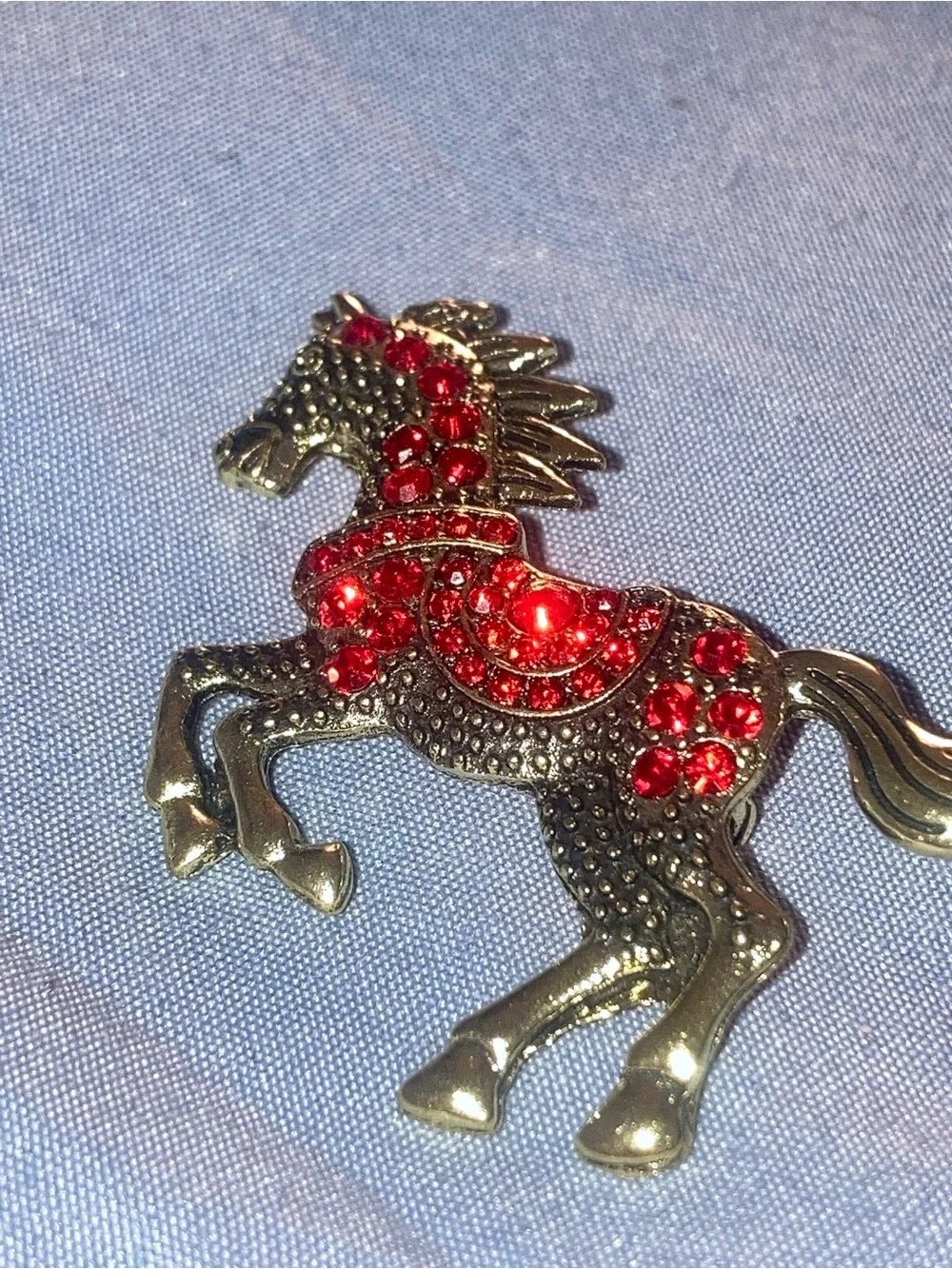 Red Jeweled Horse Brooch